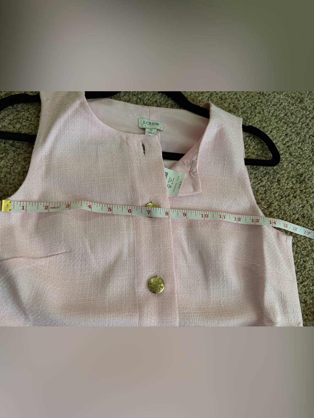 NWT J. Crew Pink Sleeveless Shift Knee Length Dress Front Gold Button Size 0 - Picture 10 of 11